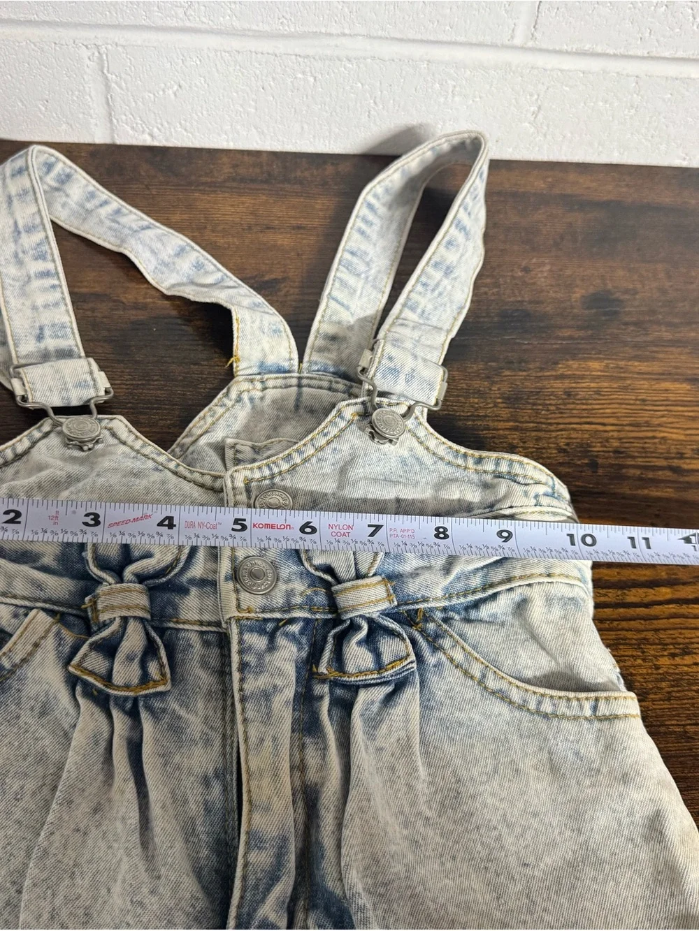 Jordache Light Blue Acid Wash Denim Overall Shorts